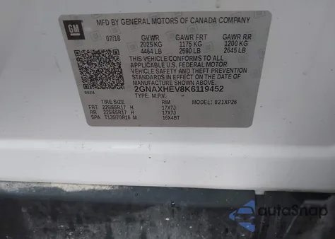 2019 Chevrolet Equinox Ls from USA, damaged, VIN 2GNAXHEV8K6119452